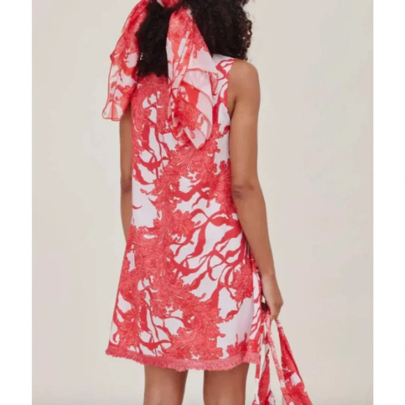 Modaposa Felice Pintuck Sleeveless Cotton Dress in Red Coral Size Large - Picture 2 of 12